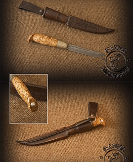 длинный нож финка с долом и рукояткой из карельской березы в Барнауле (Алтай)