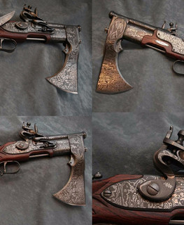 комбо топор-пистолет с ножом из дамаска от Csaba Vojko