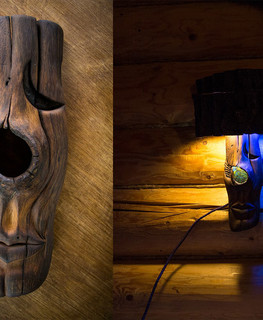 маска-лампа из куска дуба от "Carved Madness"