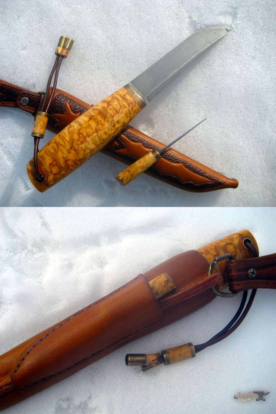 охотничий нож с шилом ручной работы из карельской березы и Х12МФ Железногорск-Илимский Иркутская область