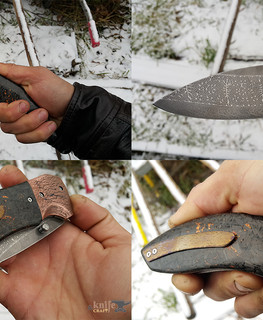 складной нож ручной работы в Алдане, Саха, Якутия с клинком из мозаичного дамаска от Арсен Assasin