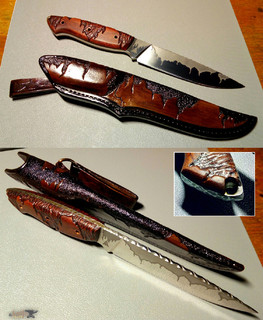 красивый охотничий нож фултанг толщина клинка 4 мм с травлением на клинке из х12мф купить в Краснодаре, Горячий Ключ