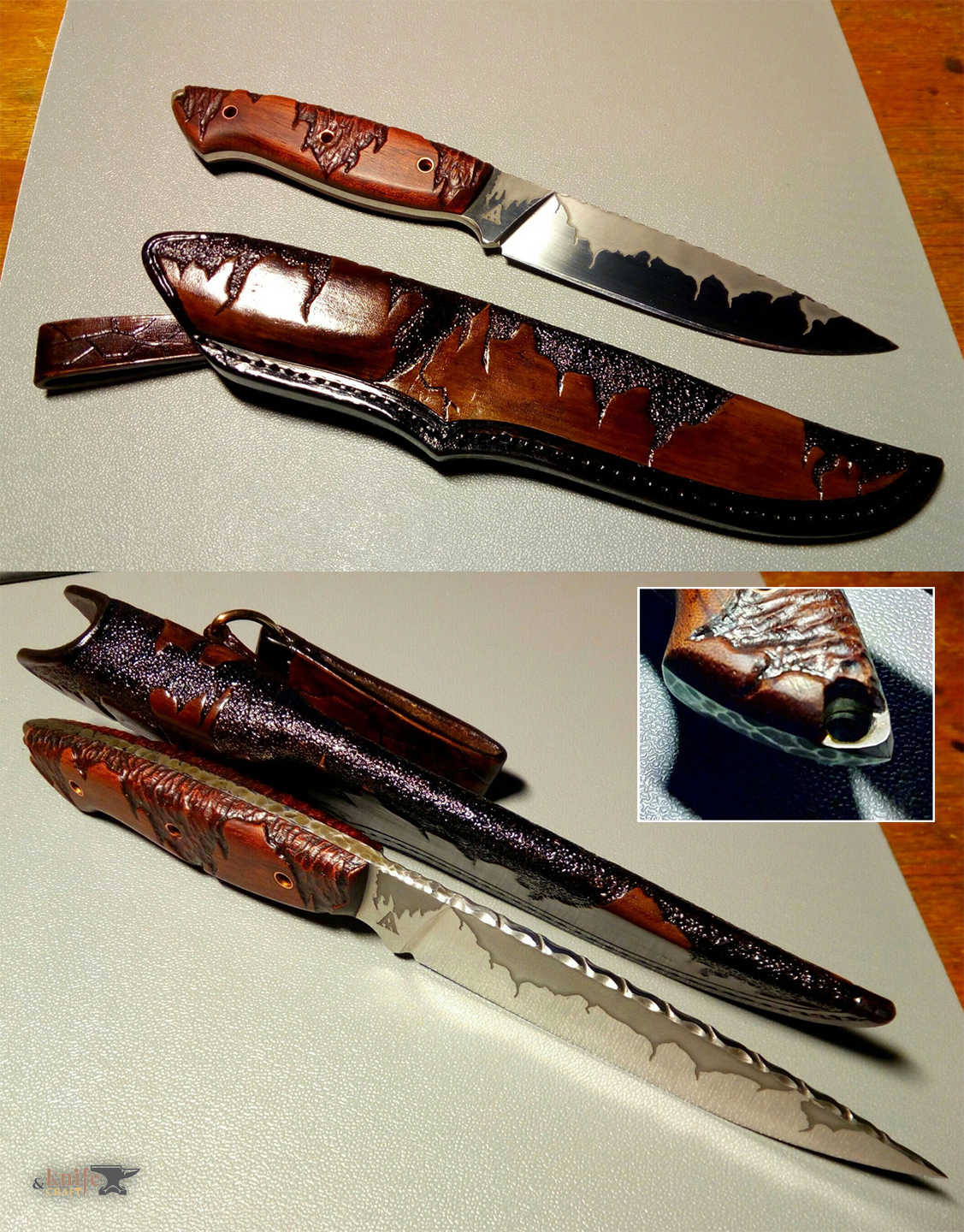 красивый охотничий нож фултанг толщина клинка 4 мм с травлением на клинке из х12мф купить в Краснодаре, Горячий Ключ