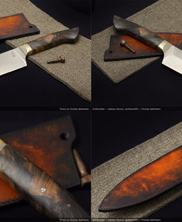 нож кухонный Алексея Истратова из М390 и рукоятка из пламенного эбена