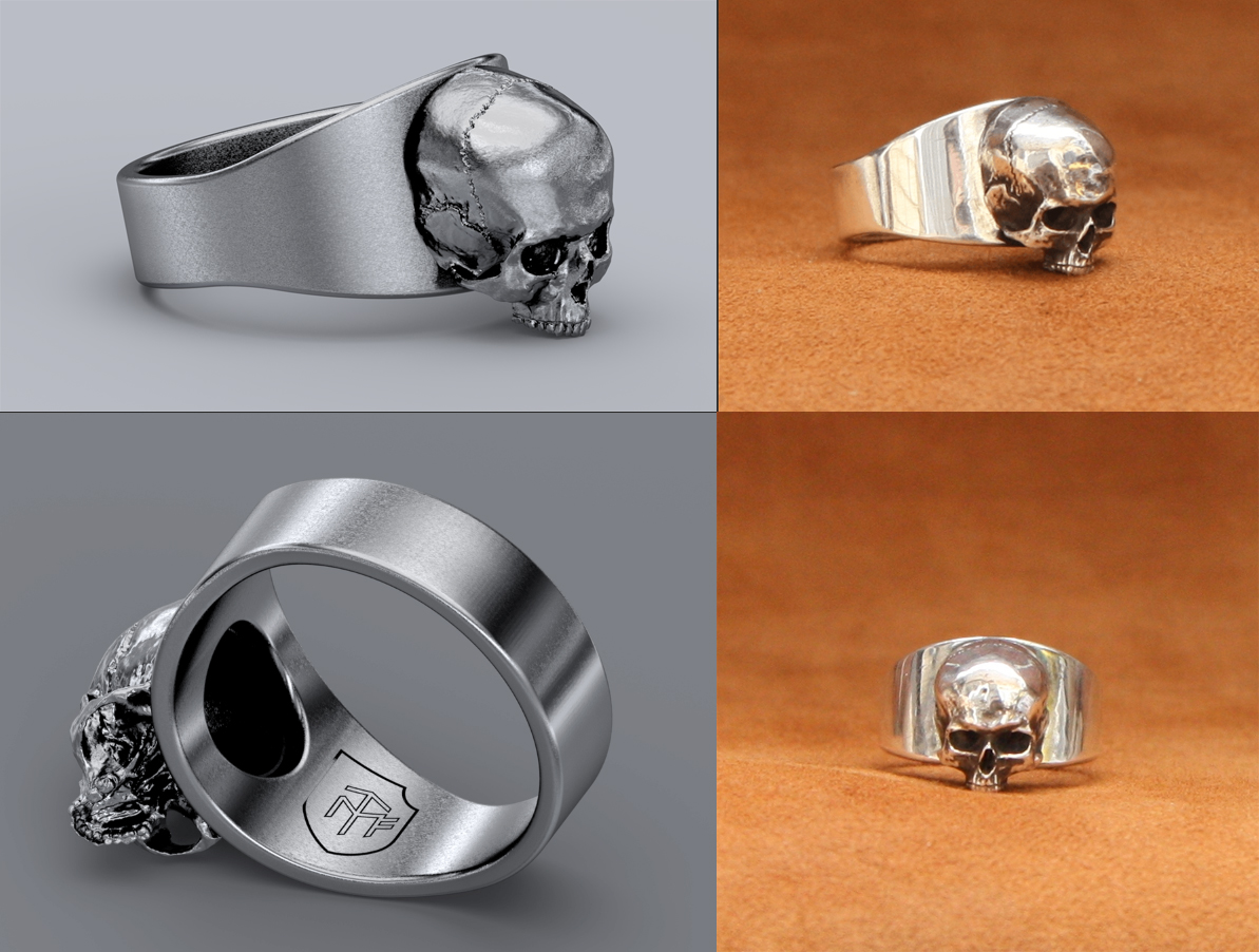 мужской перстень кольцо с черепом ручной работы в Москве