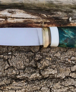 качественный настоящий нож ручной работы с красивой зеленой рукояткой из дерева купить (заказать) Уфа, Стерлитамак, Башкирия