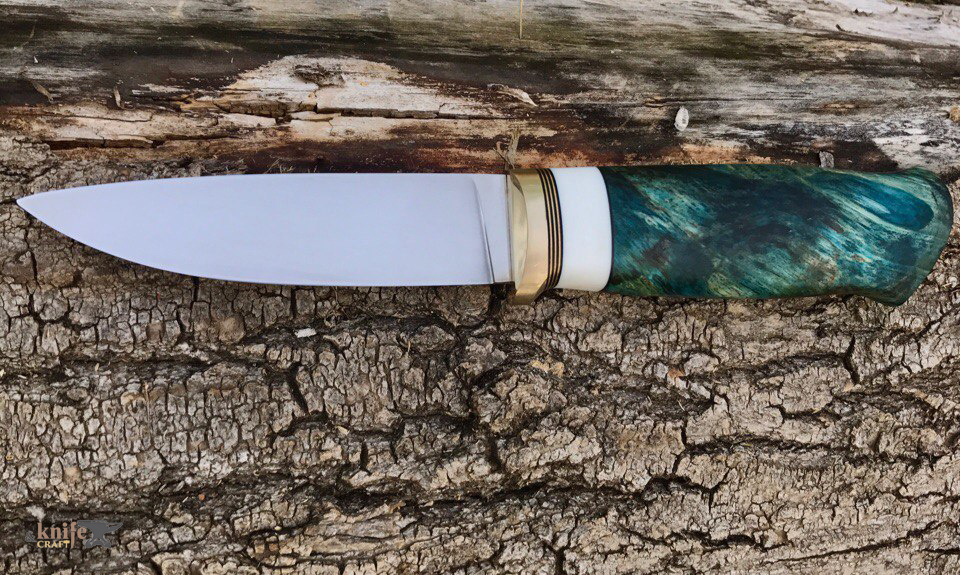 качественный настоящий нож ручной работы с красивой зеленой рукояткой из дерева купить (заказать) Уфа, Стерлитамак, Башкирия 