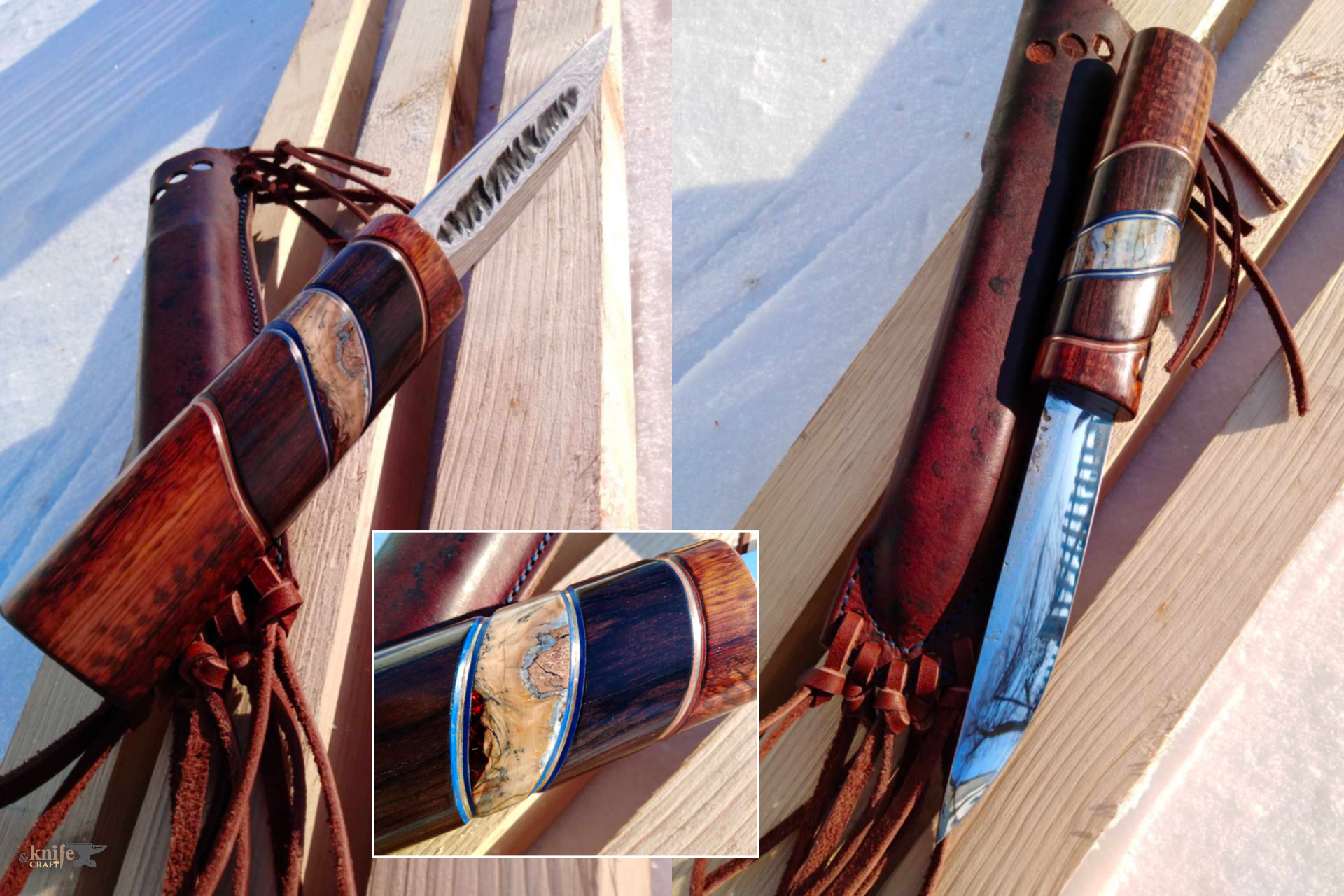 кованый якутский нож из Х12МФ с долом, рукояткой из змеиного дерева и зуба мамонта купить в Омчке