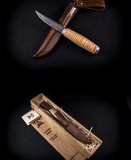 Финский Нож Пуукко от Александра Мартынюка (Emfitemzis). Клинок Вержникова, руктоятка мельхиор, береста.