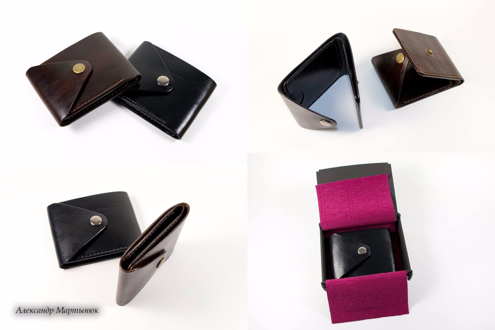 Leather wallets purse brown and black color by Alexander Martyniuk (Emfitemzis)
