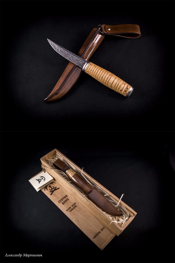 The Finnish Knife Puukko by Alexander Martynyuk (Emfitemzis). Blade made by Verzhnikov, handle melchior, birch bark.