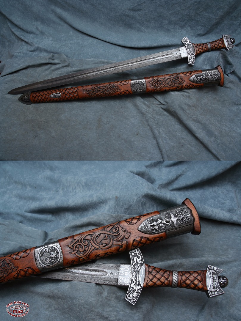 Sword with a walnut handle
