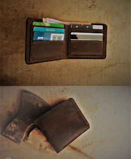 leather dark brown wallet by "Aries and Taurus" workshop