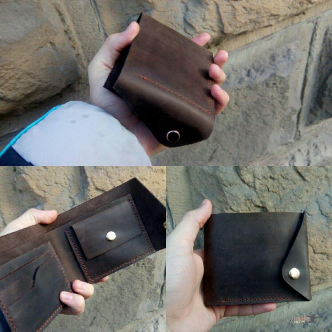 шкіряний темно-коричневий гаманець від Майстерні "Aries and Taurus"