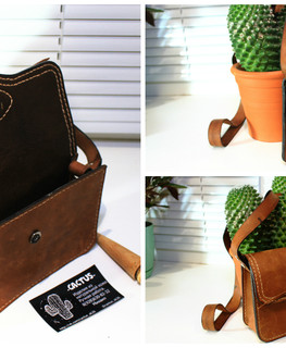color cognac clutch bag with removable strap by workshop "Cactus"