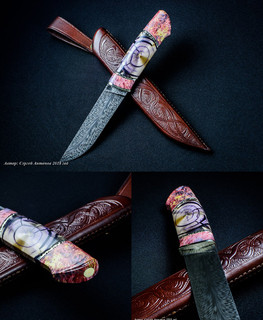 Элитный Нож ручной работы премиум класса в скандинавском стиле от Сергей Антонов рукоятка из мамонта
