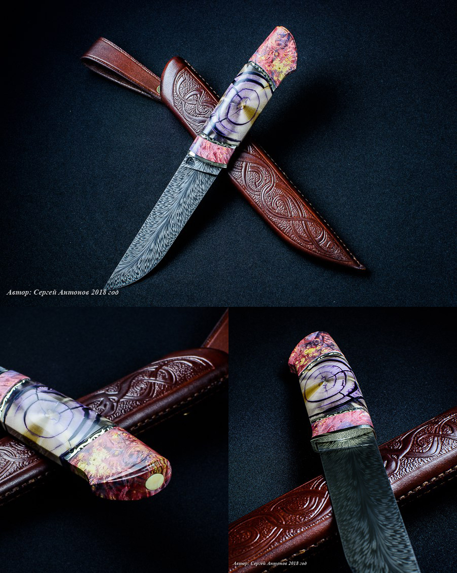 Элитный Нож ручной работы премиум класса в скандинавском стиле от Сергей Антонов рукоятка из мамонта 