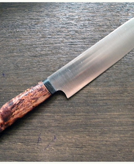 Нож кухонный в Челябинске из 65х13, рукоятка рукоять карелка, больстер карбон, ножедел Георгий Анишин