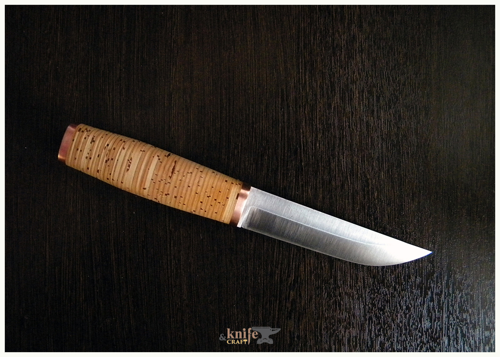 финка в Челябинске из ШХ15, рукоятка из бересты, нож от Георгия Анишина