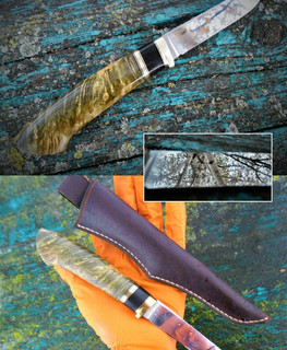 russian knife 95h18 steel with stoned hornbeam handle