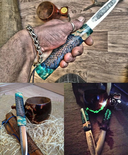 якутский нож со светящейся рукояткой из стабилизированной шишки в Украине, Бахмут от Андрей Рева