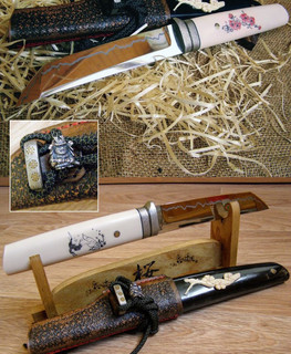 купить красивый нож "Саккура" японские мотивы, рукоятка из Elforyn Ivory в Украине, Бахмут от Андрей Рева