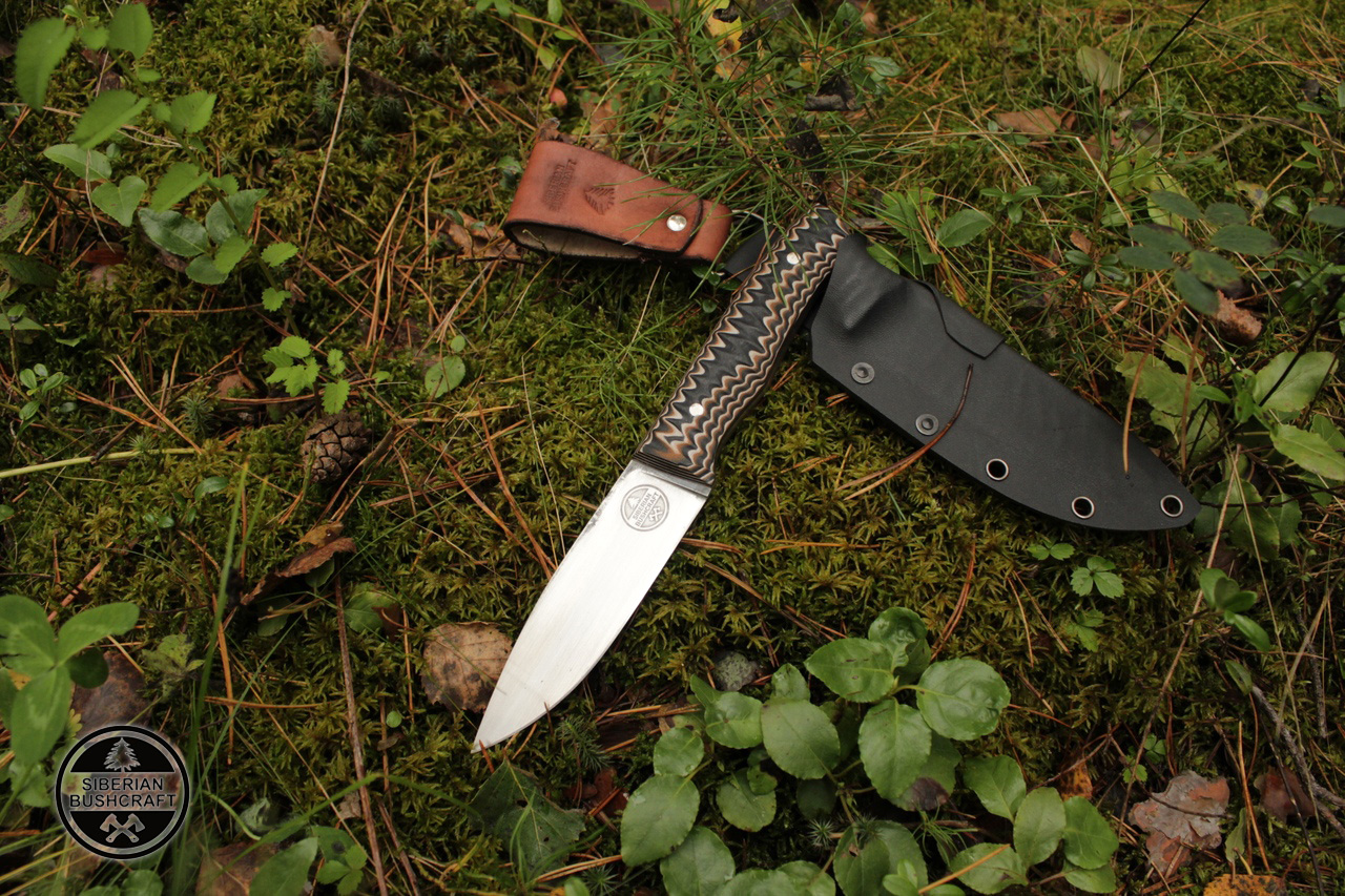 надежный нож для леса 95х18 темного цвета