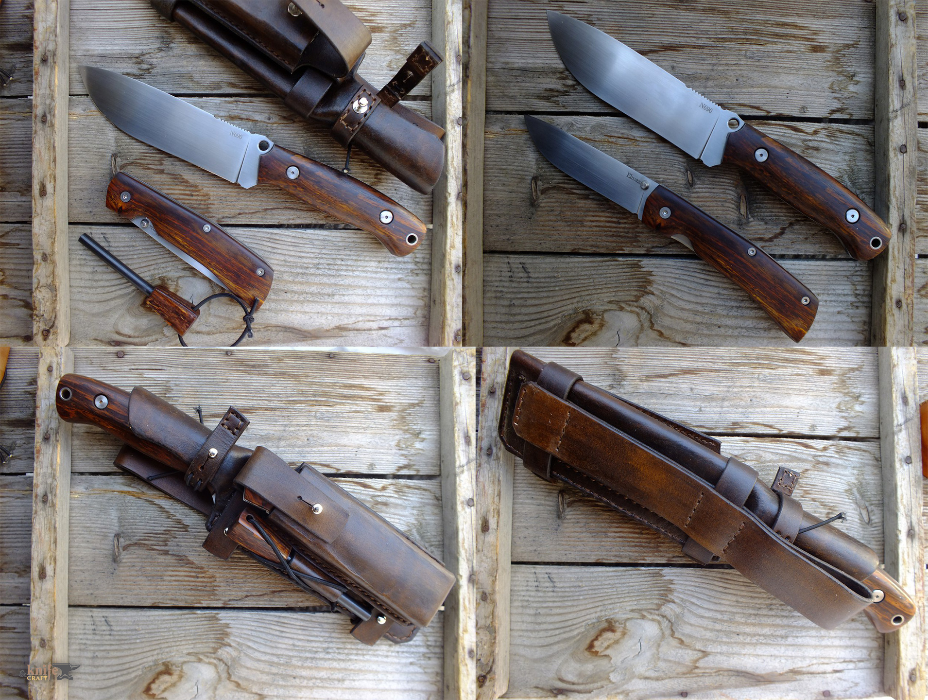 A hunting pair for bushcraft, complete with a folding knife and a flint in the sheath with N690 blade to order in Russia