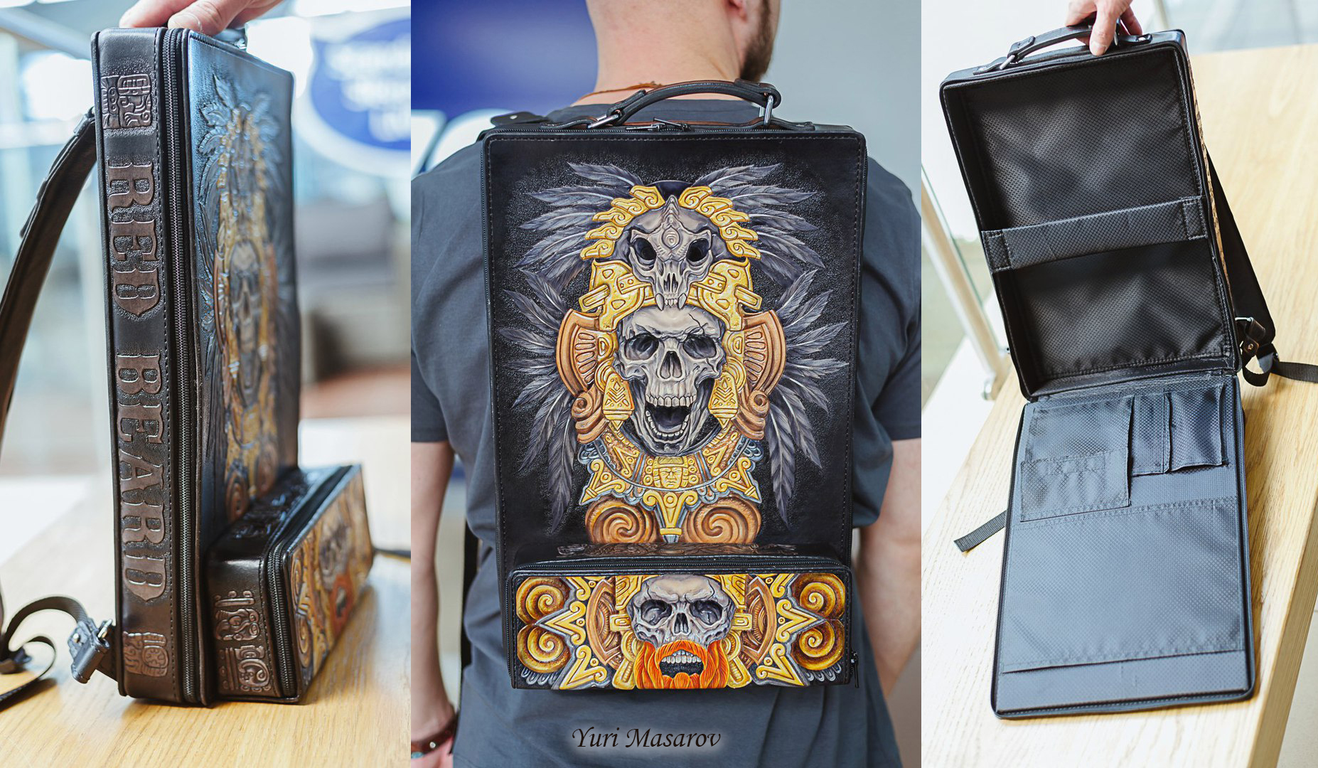 кожаный рюкзак-планшет для ноутбука "Ацтек" Украина