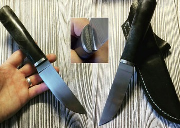 черный нож с рукояткой из березы