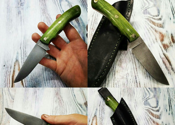 недорогой нож с зеленой рукоятью из клена