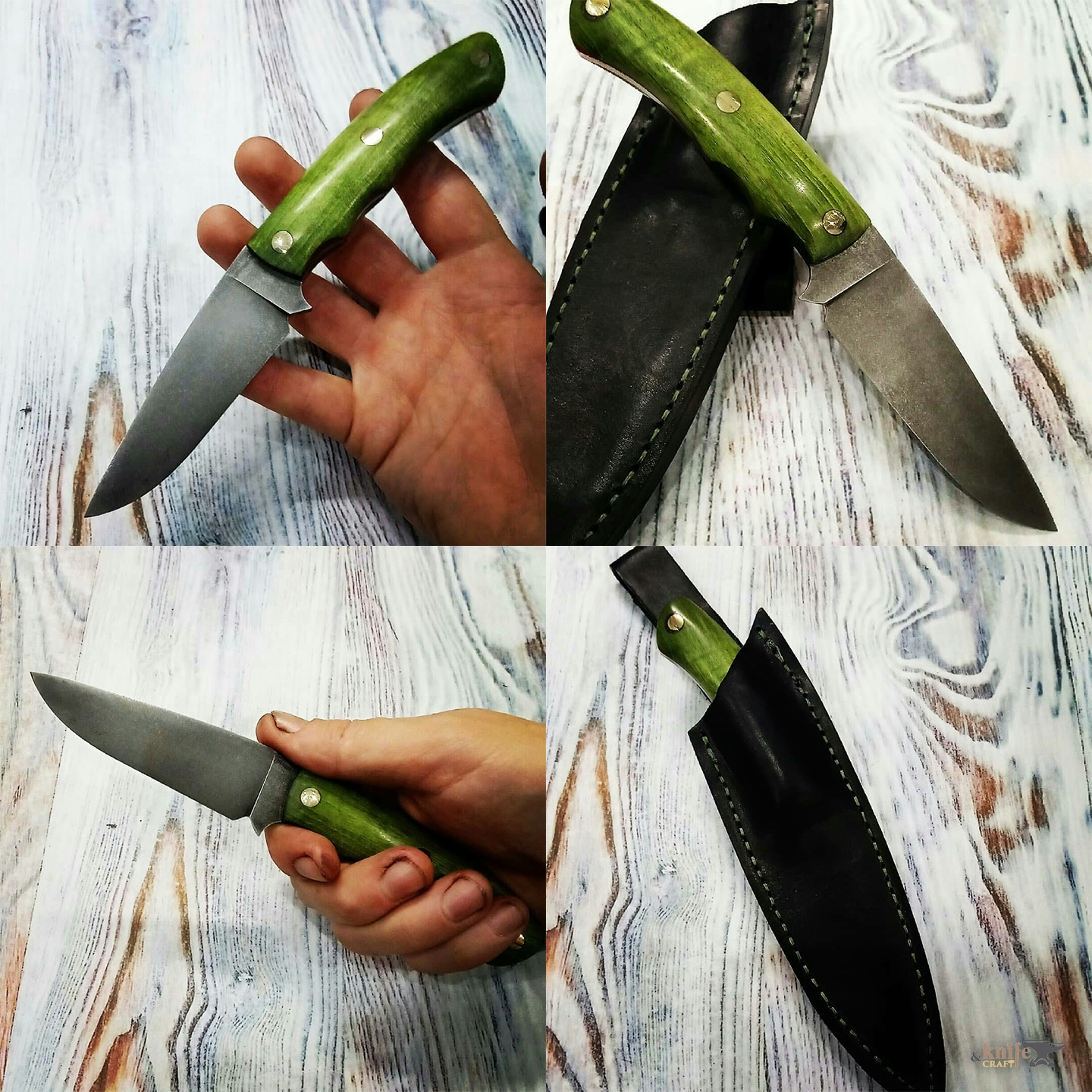 недорогой нож с зеленой рукоятью из клена