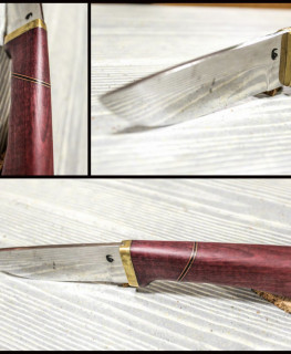 клинок ножа из 60C2 рукоятка амарант, мастер из Казани Дамир Mephistophel "HM BLADES"