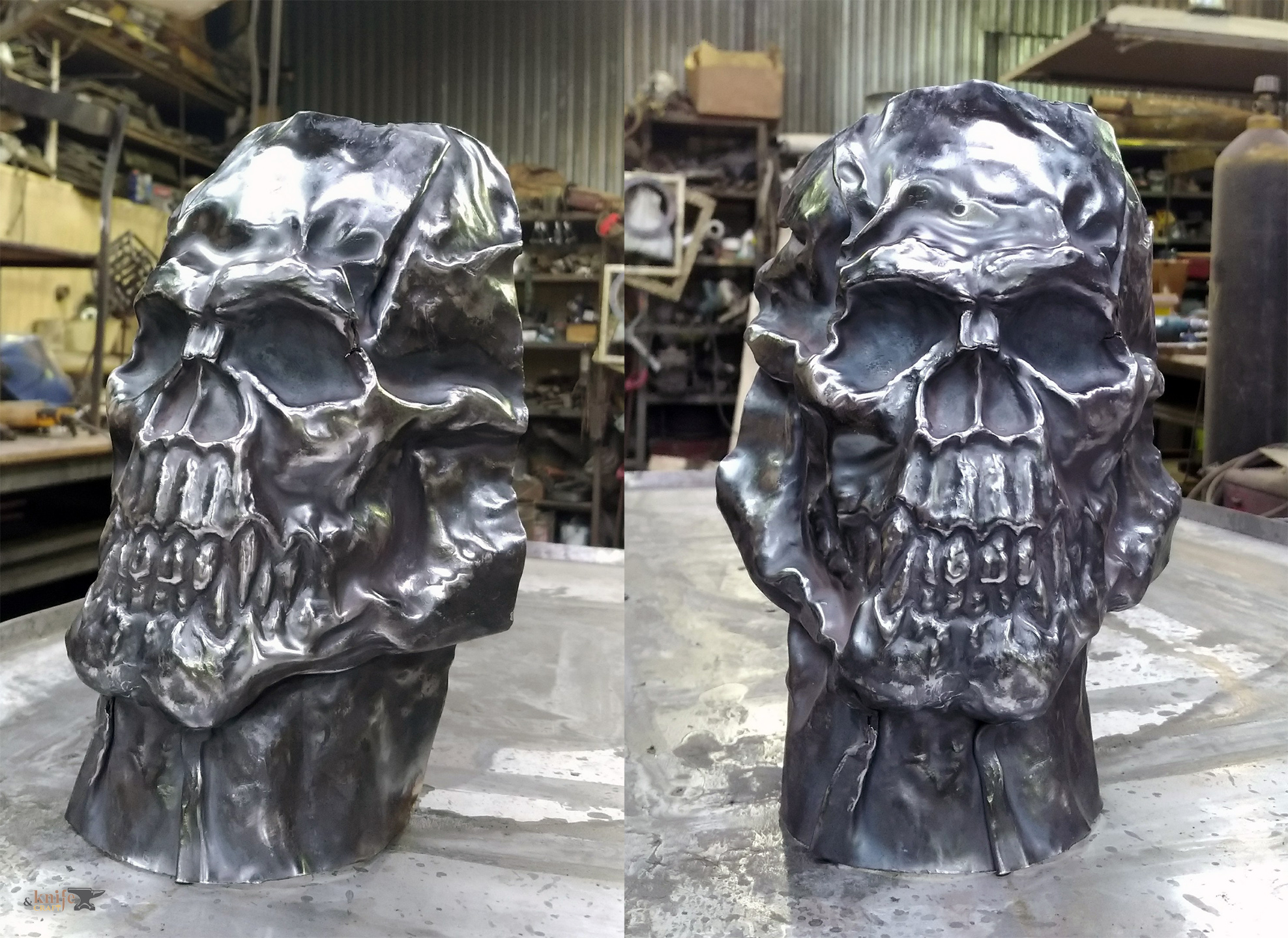 оригинальная кованая сатуэтка скульптура из металла маска в виде черепа купить (заказать) в Москве