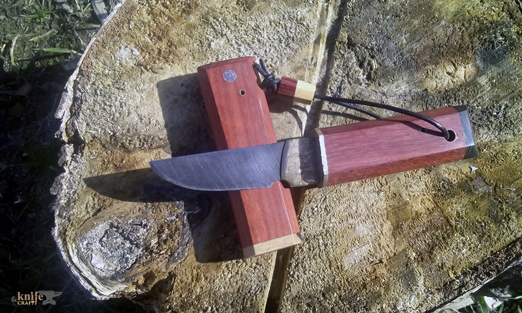 маленький шейный нож "Киото" из дамаска от Алексей "Lex Knives" из Белоруссии