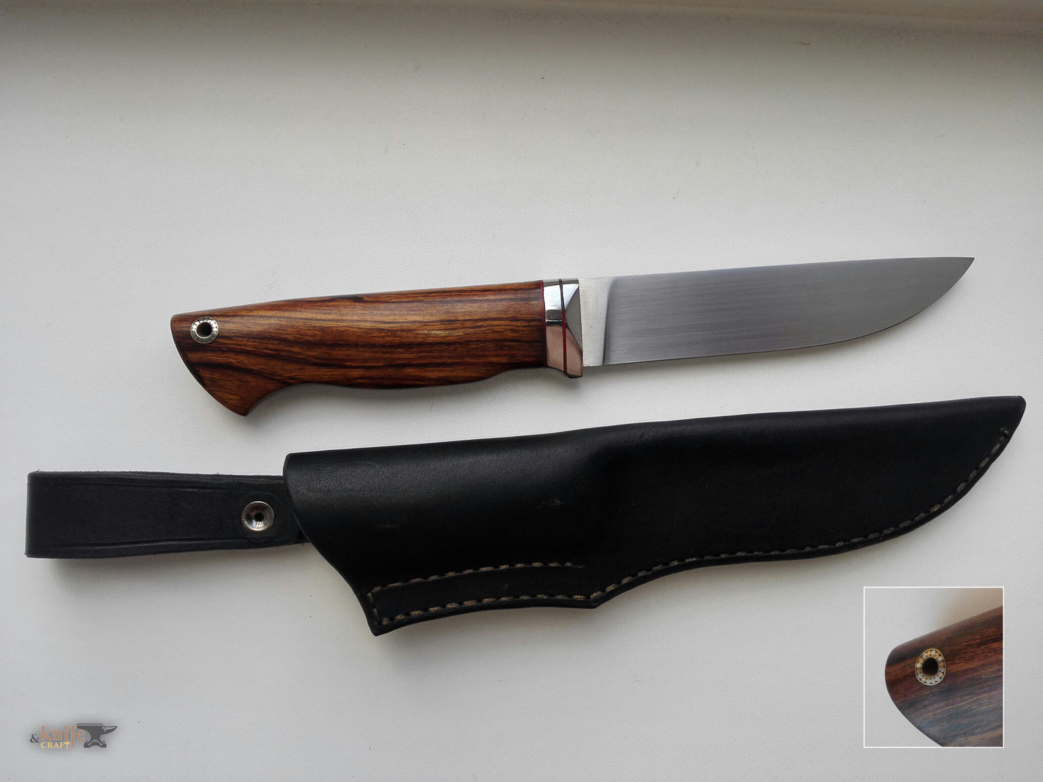 охотничий нож ручной работы из Элмакс с прямыми спусками и лезвием в Пензе