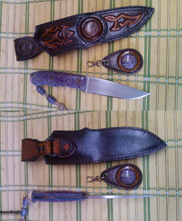 нож фултанг "Фиолет" из D2 и стабилизированного капа, мастер Геннадий Немов из Самары