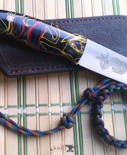 нож скинер из 440С, и киринита с рисуноком змеи на клинке от Геннадия Немова из Самары