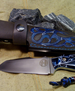 охотничий нож фултанг в стиле Wharncliffe из СPM-S35VN и киринита "старая джинса" мастер Геннадий Немов из Самары