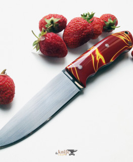 красивый нож "Вулкан" из 440C и красного киринита на рукоятке, от Геннадий Немова из Самары