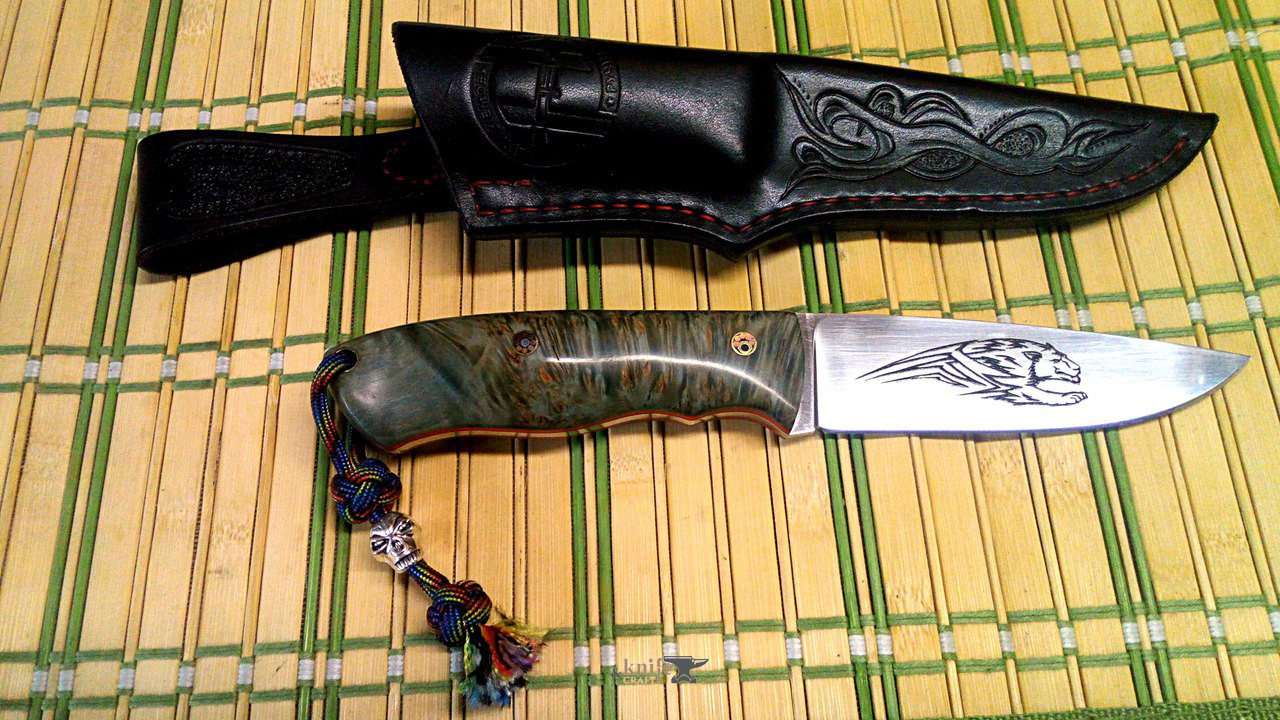 нож из Uddeholm Elmax superclean и стабилизированный кап клёна, мастер Геннадий Немов из Самары