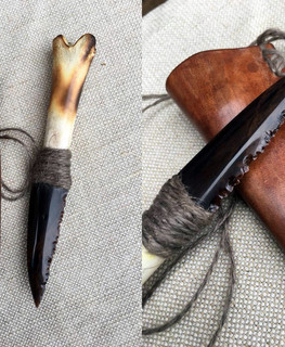 шейный нож из камня и кости ручной работы копия древнего ножа заказать в Украине