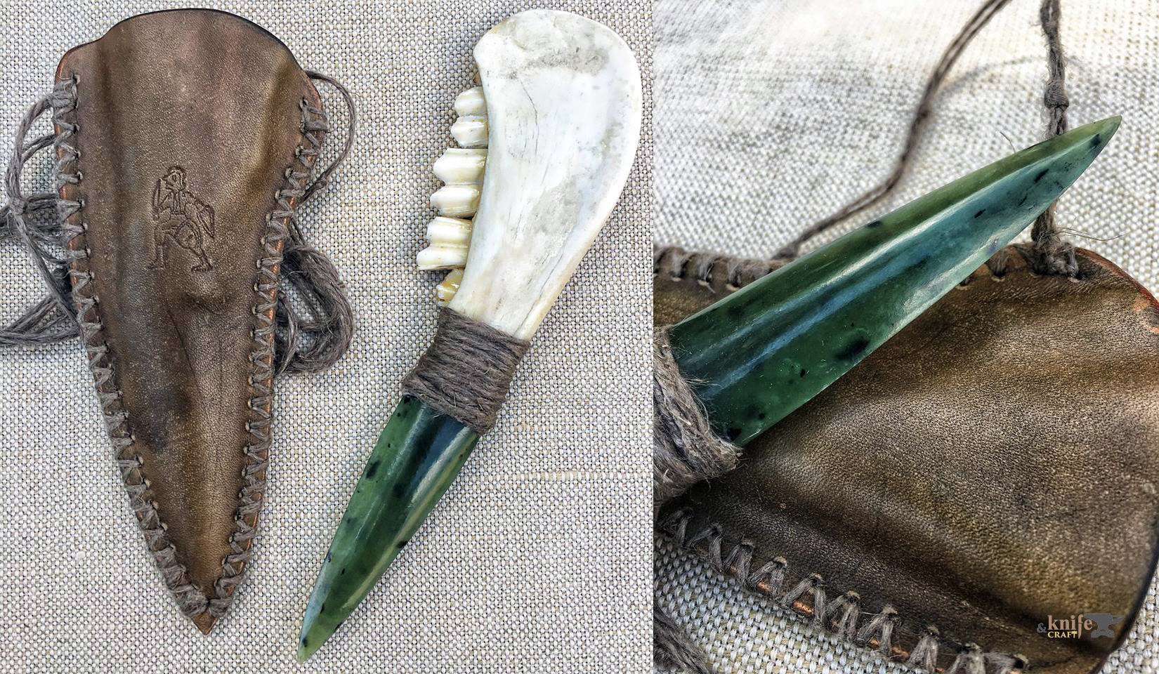 ритуальный каменный нефритовый нож из челюсти и зеленого нефрита купить или заказать в Украине, Черкассы
