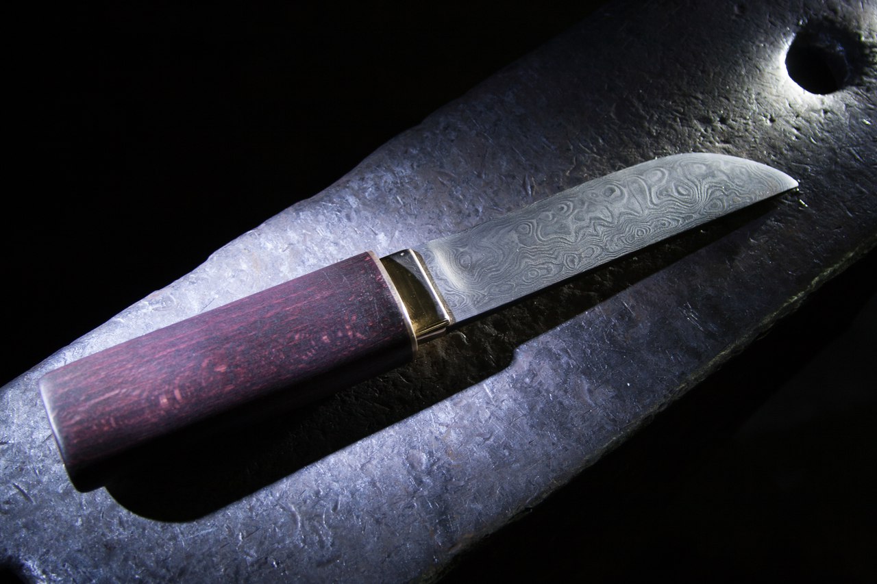 кованый нож 15 см ручной работы из дамаска купить заказать Калининград 