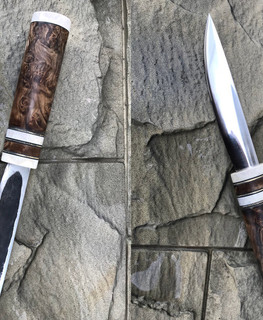 охотничий якутский нож кованый с коричневой рукояткой на заказ в Тюмени, Ишим