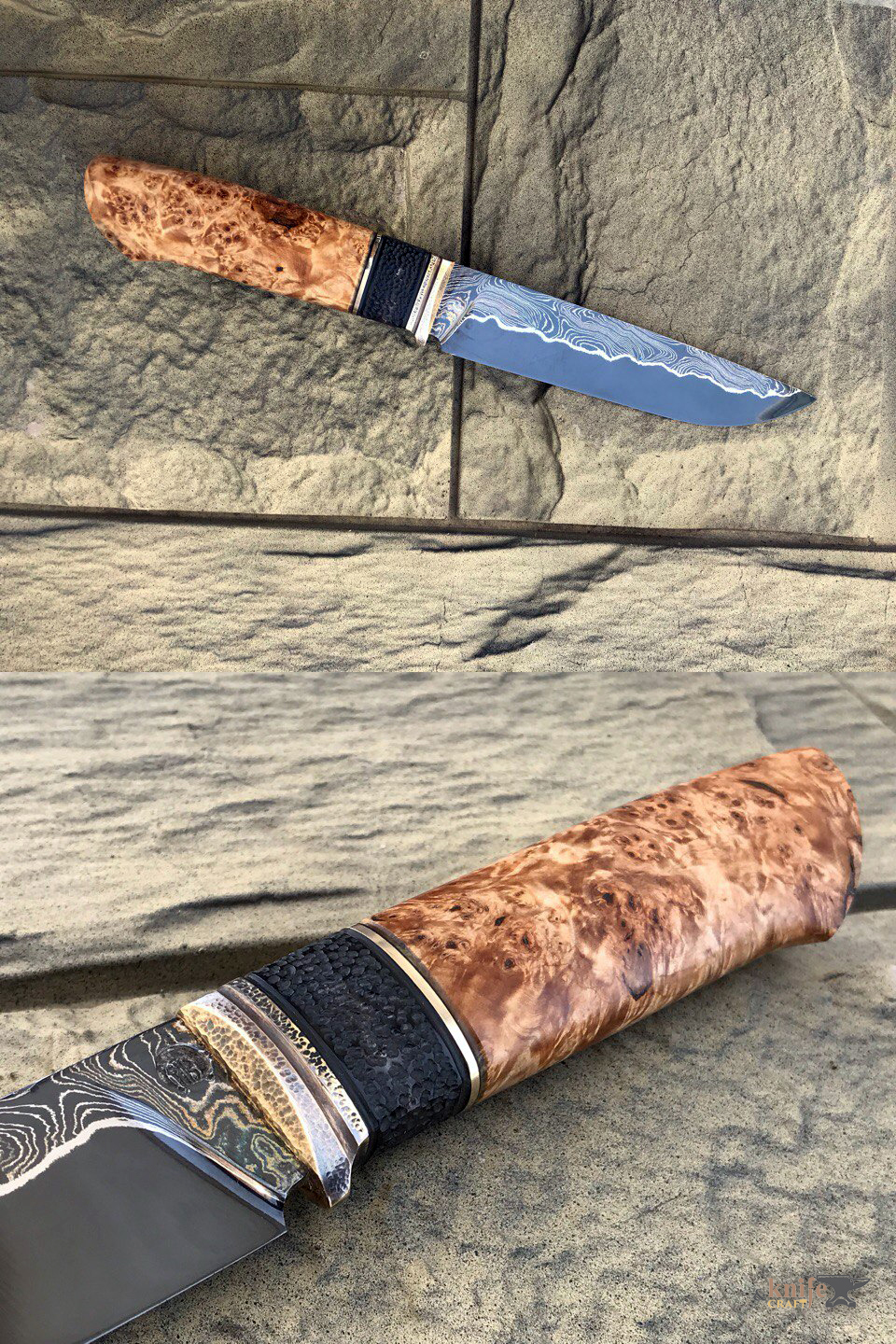 нож охотничий ручной работы из ламината с никелем на заказ в Тюмени, Ишим