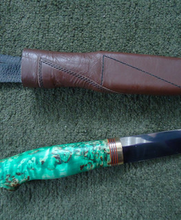 кованый нож ручной работы с бирюзовой рукояткой из Янаула, Нефтекамска