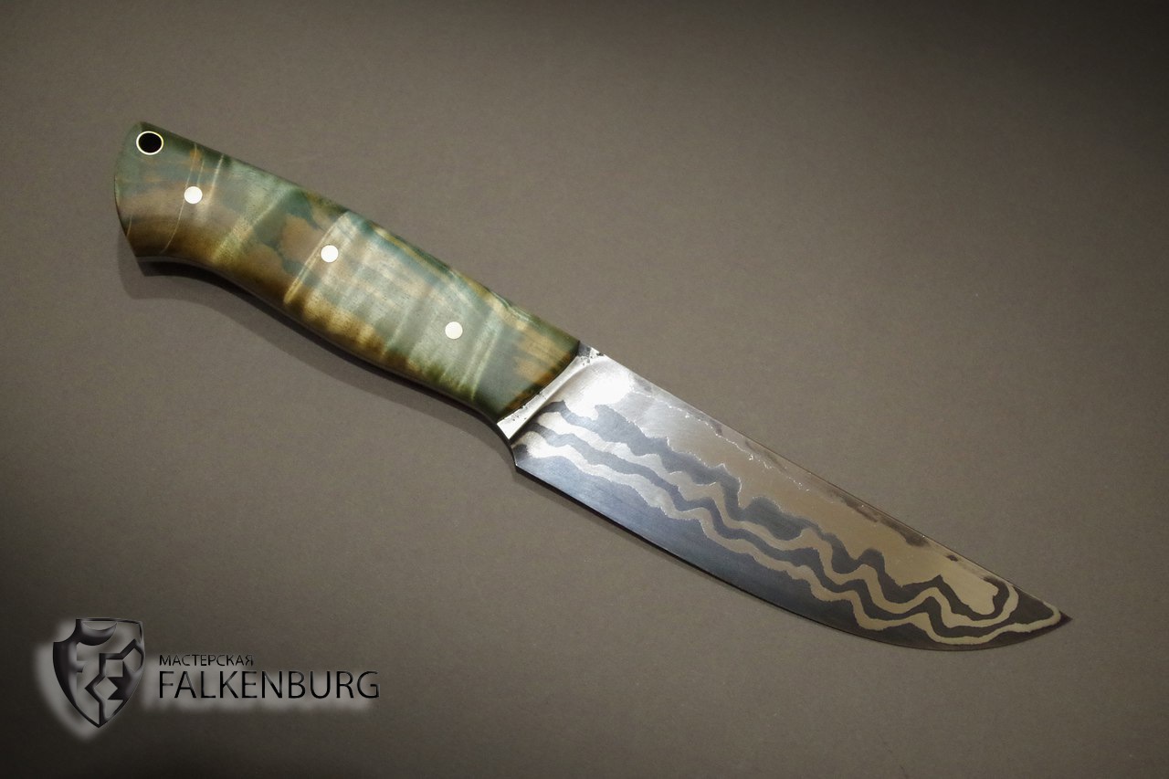 охотничий нож из нержавеющего ламината шх15 HRC 59-60 ручной работы купить в Новомосковске, Туле