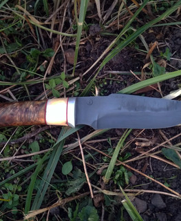 недорогой рыбатский нож из шх 15 с клинком 14 см и рукояткой из капа клена купить в Башкирии, Уфе