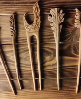 деревянные резные шпильки для волос ручной работы купить в Новосибирске